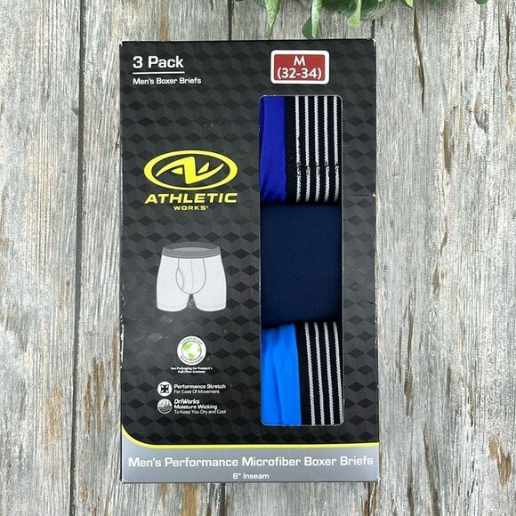 Men's Performance Active 6” Inseam Boxer Brief Underwear 3-Pack Size M - Picture 1 of 7